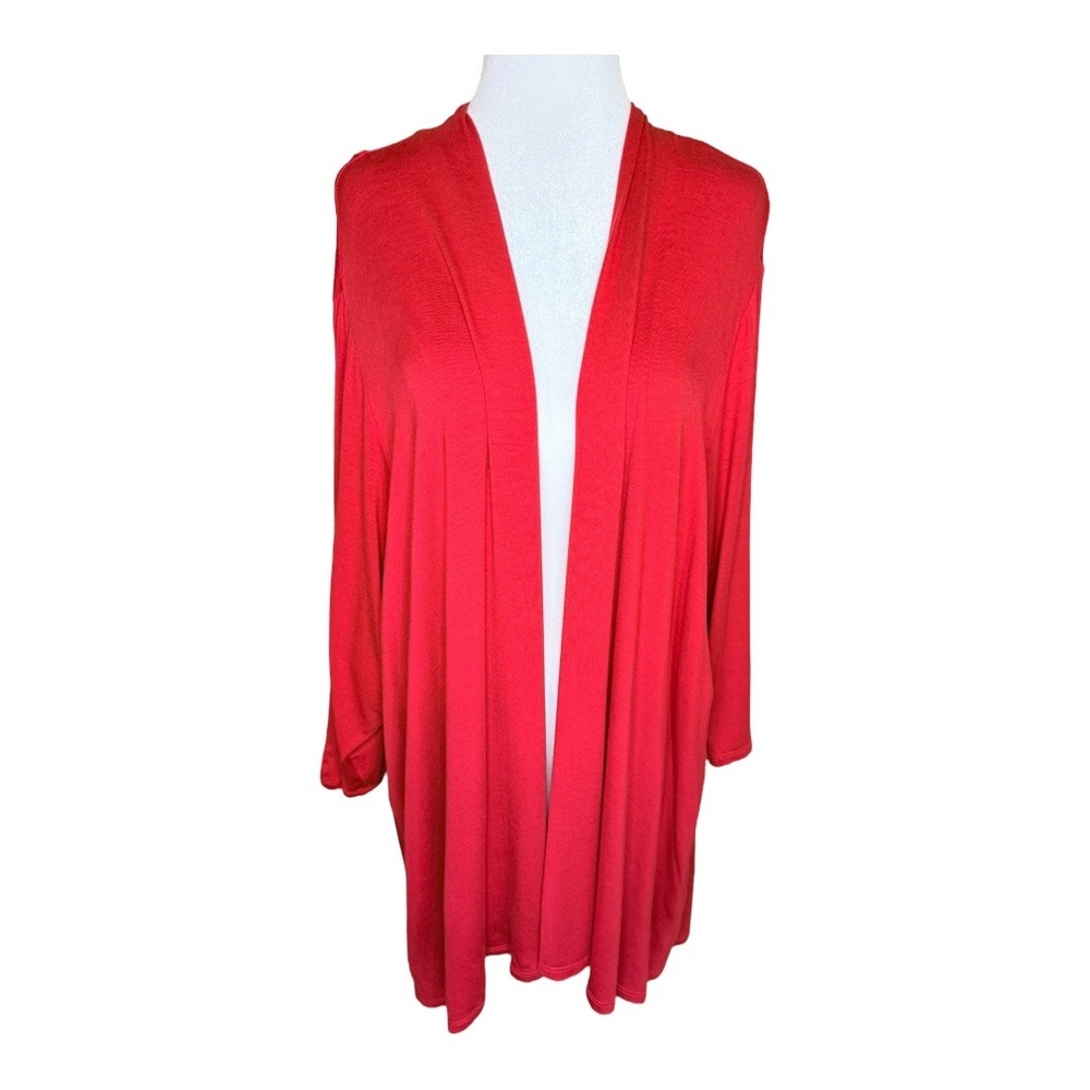 Notations Woman 3X Red‎ Open Front Cardigan Lightweight Duster New with Tags